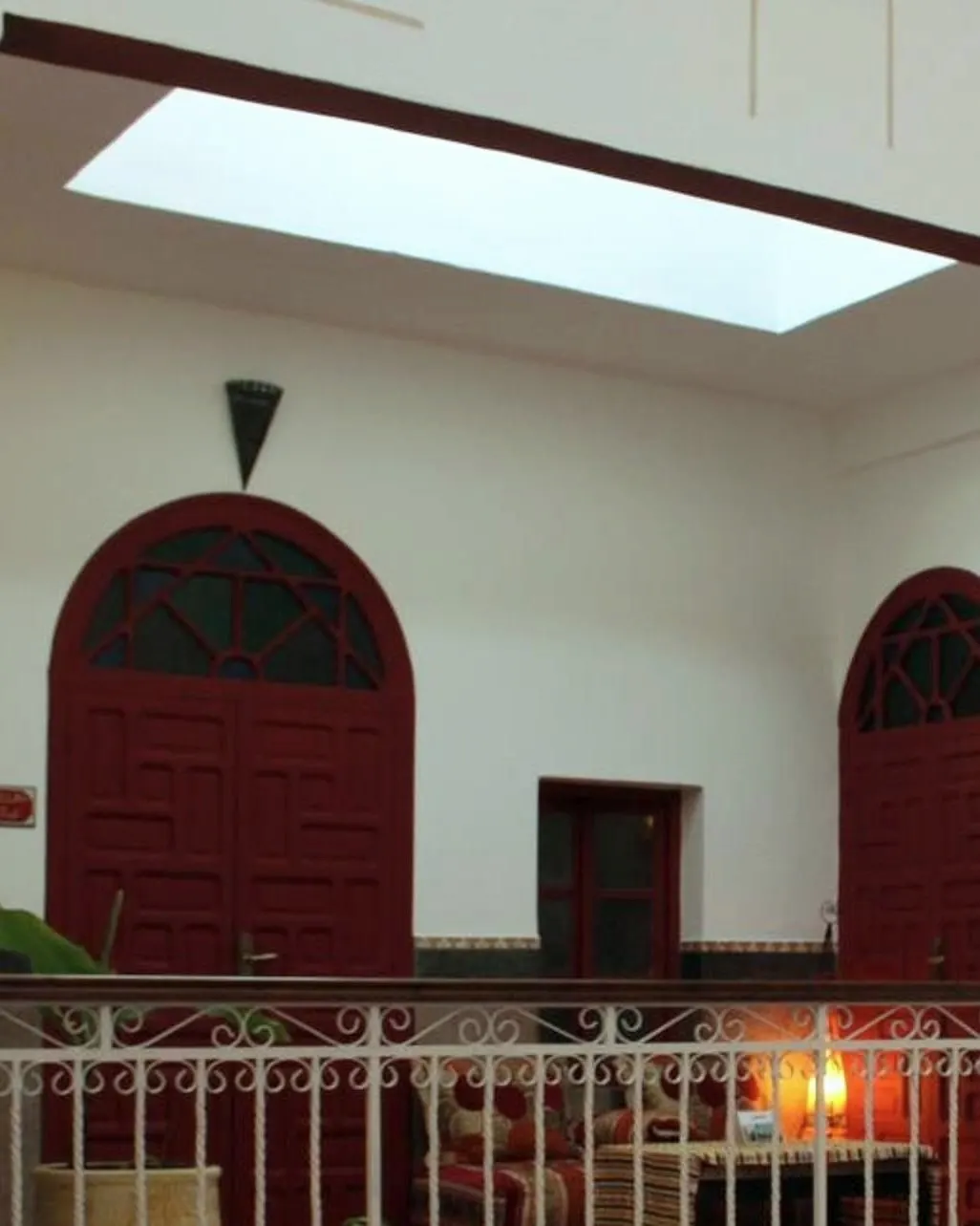 The upper gallery and the skylight above the patio